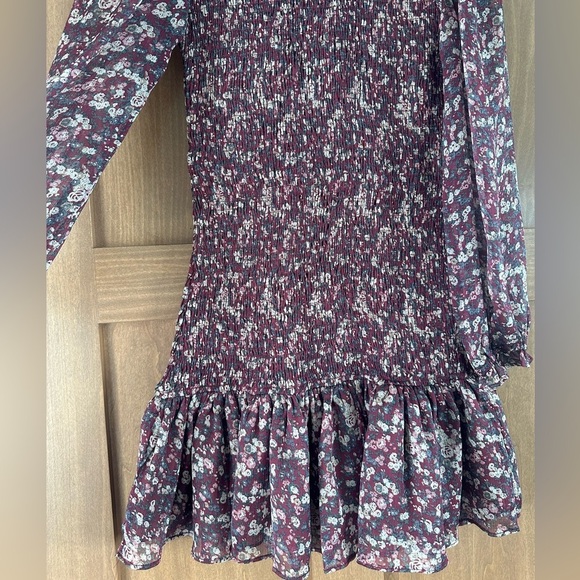 Dress Forum Smocked Ruffle Floral Mini Dress Long Sleeve Puff Sleeves Medium​​ - Picture 4 of 12